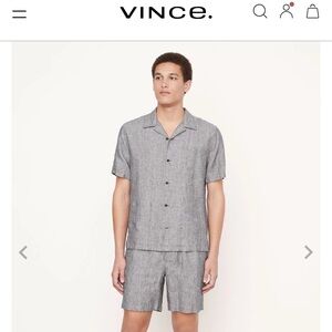 Men’s Vince Hemp Striped Short Sleeve Shirt